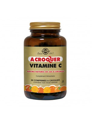 Image de Vitamine C goût Orange - Défenses immunitaires 90 comprimés à croquer - Solgar depuis Vitamines naturelles et bio à acheter en ligne