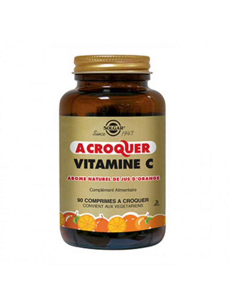 Vitamine C goût Orange - Défenses immunitaires 90 comprimés à croquer - Solgar Vitamine C goût Orange - Défenses immunitaires 90 comprimés à croquer - Solgar