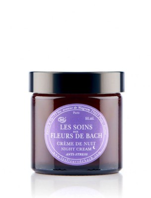 Image de Crème de nuit anti-stress Bio aux Fleurs de Bach 60 ml - Elixirs and Co via Elixir Urgences Bio Fleurs de Bach 20 ml - Elixirs and Co