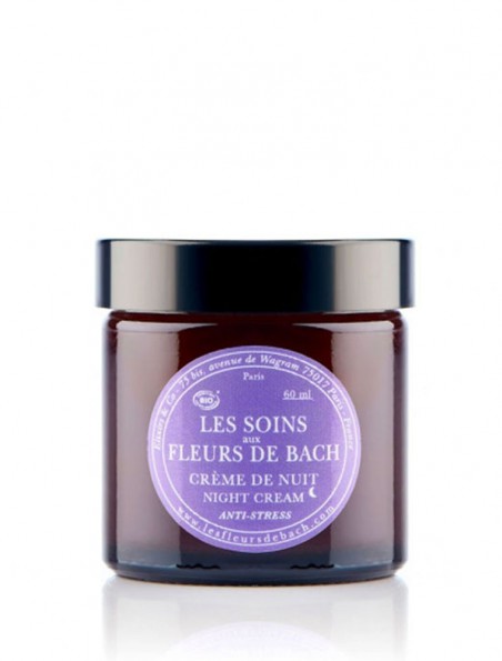 Achetez Crème de nuit anti-stress Bio aux Fleurs de Bach 60 ml - Elixirs and Co à l'herboristerie Louis Image principale de Crème de nuit anti-stress Bio aux Fleurs de Bach 60 ml - Elixirs and Co