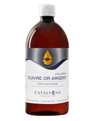 Image de Cuivre, Or et Argent - Oligo-éléments le litre - Catalyons via Acheter Chlorophylle Magnésienne Concentrée - Vitalité et Oxygénation 100