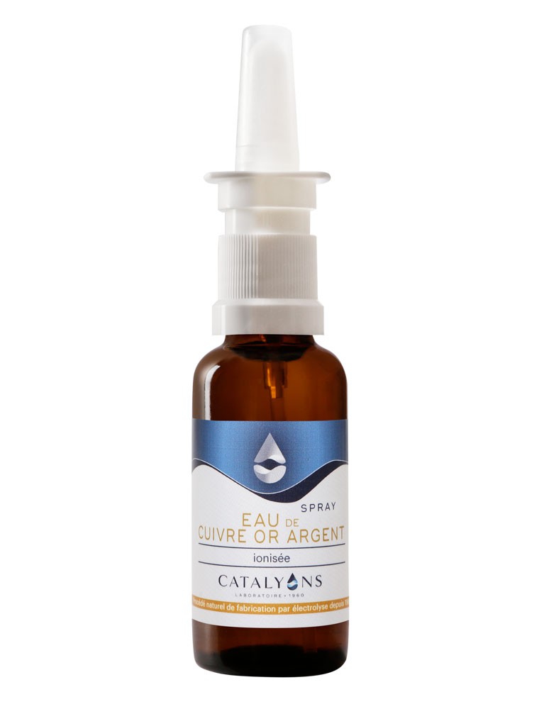 Image principale de la modale pour Eau de Cuivre Or Argent colloïdal 10 ppm - Spray nasal 30 ml - Catalyons