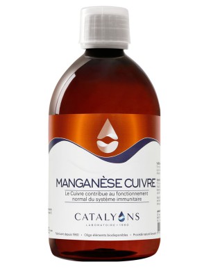 Image de Manganèse et Cuivre - Oligo-éléments 500 ml - Catalyons via POE N°5 Cassis et Oligo - Antioxydant 100ml - Bioligo