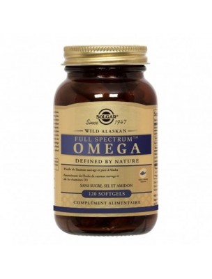 Image de Full Spectrum - Omega 3 Salmon Oil 120 softgels - Solgar depuis Fatty acids meet skin and cardiovascular needs