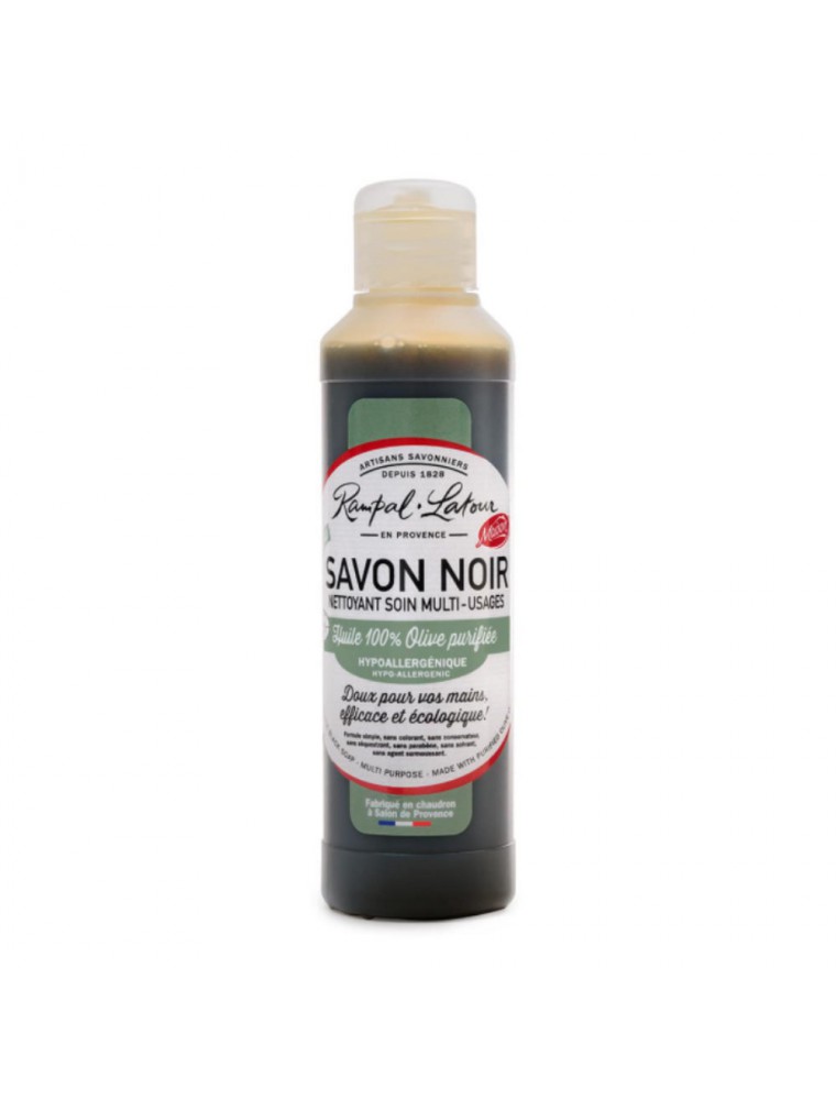 Savon Noir Hypoallergénique Olive Bio - Nettoyant Soin Multi-usages 250ml - Rampal Latour