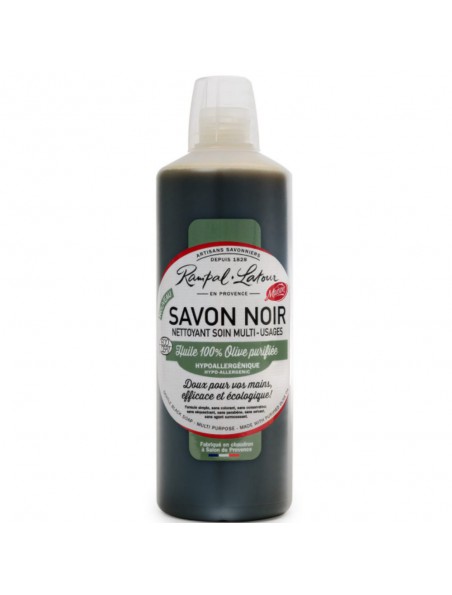 Savon Noir Hypoallergénique Olive Bio - Nettoyant Soin Multi-usages 1 Litre - Rampal Latour