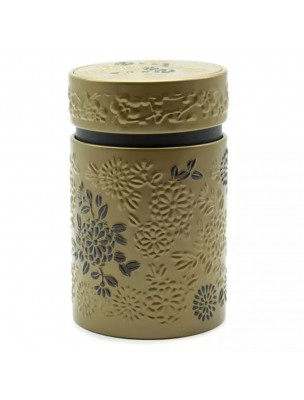 Image de Golden Yumiko tea caddy for 150 g of tea via Buy Cast Iron Teapot with Floral Patterns 1,2 Litre with its