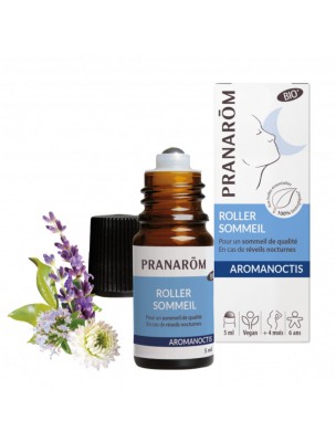 Image de Roller sommeil Aromanoctis Bio - Relaxation aux Huiles essentielles 5 ml - Pranarôm depuis Synergies d'huiles essentielles favorisant le sommeil