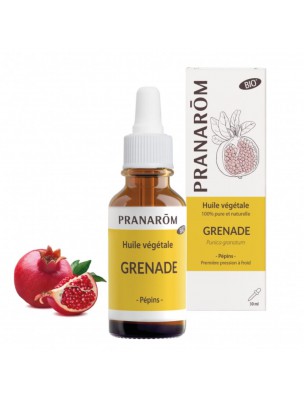 Image de Grenade Bio - Huile végétale de Punica granatum 30 ml - Pranarôm via Grenade Bio - Huile végétale 60 capsules - Pranarôm