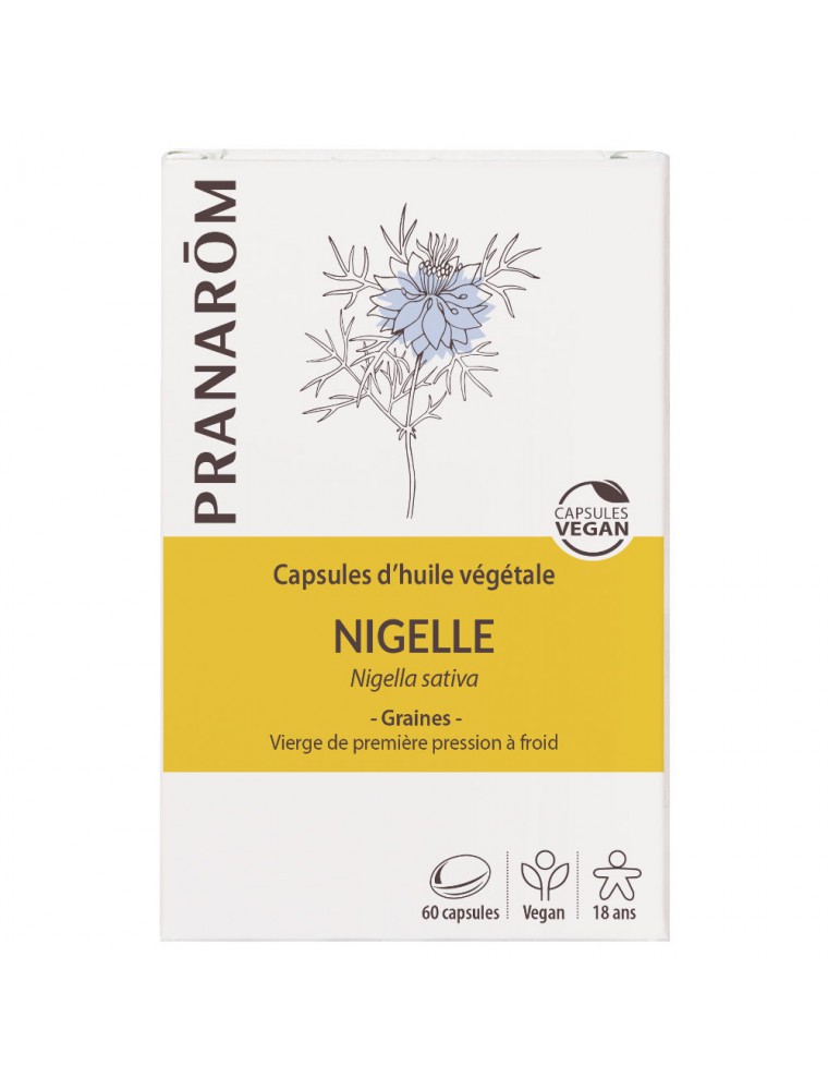 Image principale de la modale pour Nigelle Bio - Huile végétale de Nigella sativa 60 capsules - Pranarôm