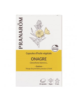 Image de Evening Primrose Organic - Oenothera biennis vegetable oil 60 capsules Pranarôm depuis Fatty acids meet skin and cardiovascular needs