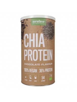 Image de Vegan Protein Bio - Protéines végétales de Chia Chocolat 400 g - Purasana depuis Protéines végétales et naturelles selon votre régime alimentaire