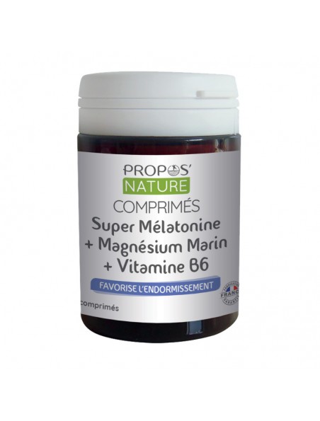 Image principale de Super Mélatonine, Magnésium marin et Vitamine B6 - Sommeil 60 comprimés - Propos Nature