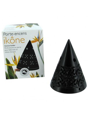 Image de Black Iconic Stone Incense-Holder for incense sticks and cones - Les Encens du Monde depuis 100% natural incense and resins