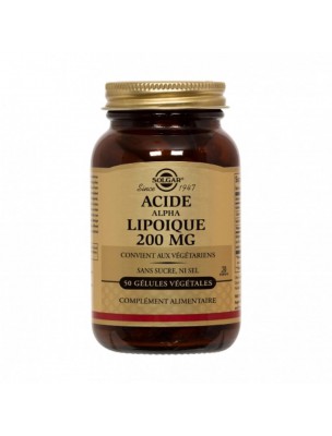 Image de Acide Alpha-Lipoïque 200mg - Antioxydant 50 gélules végétales - Solgar depuis Commandez les produits Solgar à l'herboristerie Louis