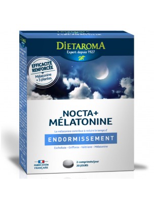 Image de Nocta Plus Mélatonine - Sommeil 40 comprimés - Dietaroma via Valériane officinale Bio - Teinture-mère Valeriana officinalis 50 ml - Ladrôme