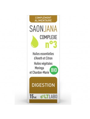 Image de Saonjana Complexe n°3 Bio - Digestion 15 ml - LT Labo via Liporyz - Cholestérol & stress oxydatif 270 caps - LT Labo