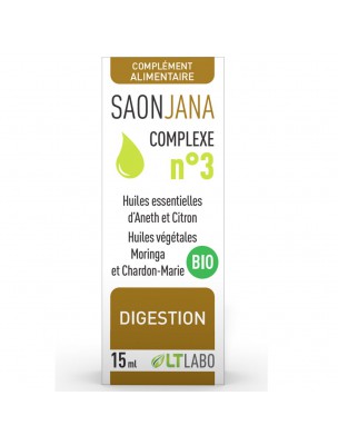 Image de Saonjana Organic Complex n°3 - Digestion 15 ml - LT Labo depuis Synergies of essential oils for digestion