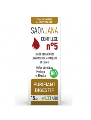 Image de Saonjana Organic Complex n°5 - Digestive cleansing 15 ml - (in French) LT Labo depuis Order the products LT Labo at the herbalist's shop Louis
