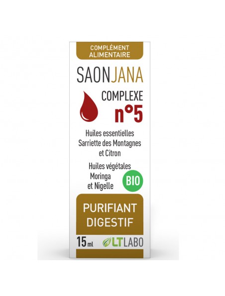 Saonjana Complexe n°5 Bio - Purifiant digestif 15 ml - LT Labo Saonjana Complexe n°5 Bio - Purifiant digestif 15 ml - LT Labo