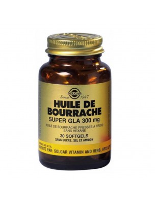 Image de Bourrache Super GLA 300 mg - Acides Gras Essentiels 30 softgels - Solgar depuis Commandez les produits Solgar à l'herboristerie Louis