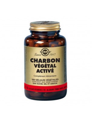 Image de Charbon Végétal Activé - Digestion 100 gélules végétales - Solgar via Charbon Végétal Nature Super Activé SFB - Gaz intestinaux