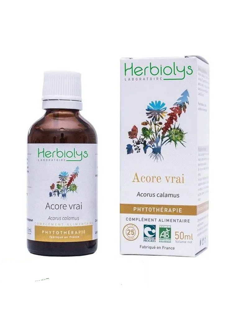 Acore vrai Bio - Digestion et Gorge Teinture-mère Acorus calamus 50 ml - Herbiolys