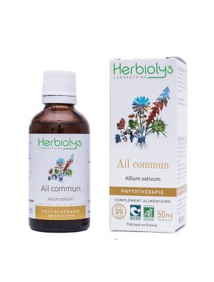 Image de Ail commun Bio - Circulation Teinture-mère Allium sativum 50 ml - Herbiolys via Ail Bio - Bulbe en poudre 100g - Allium sativum L.