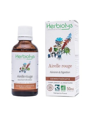 Image de Airelle rouge Macérât de jeune pousse Bio - Femme et Digestion 50 ml - Herbiolys depuis Produits de phytothérapie et d'herboristerie - Bourgeons