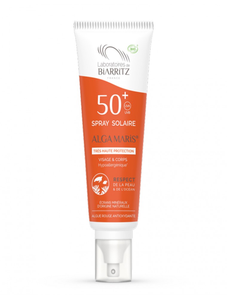 Spray Solaire Visage SPF50 Bio - Soin du visage et du corps 100 ml - Les Laboratoires de Biarritz Spray Solaire Visage SPF50 Bio - Soin du visage et du corps 100 ml - Les Laboratoires de Biarritz