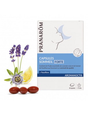 Image de Aromanoctis Sommeil Forte Bio - Sommeil et Relaxation 30 capsules d'huiles essentielles - Pranarôm depuis Synergies d'huiles essentielles favorisant le sommeil