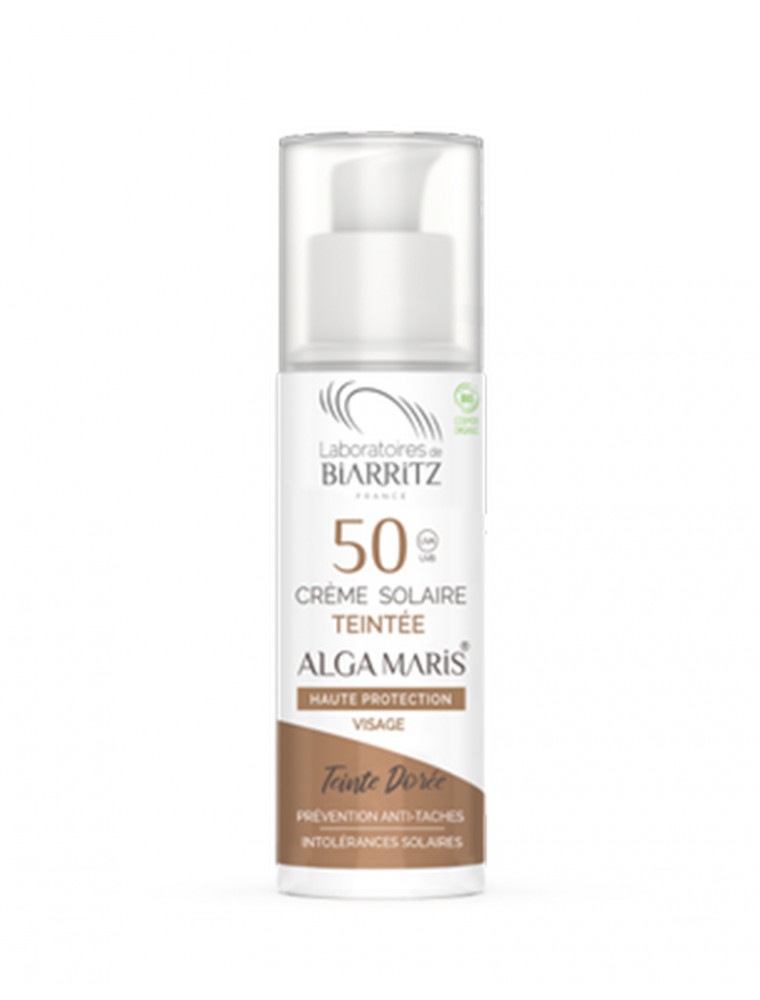 Image principale de la modale pour Crème Solaire Visage Teintée SPF50 Bio - Dorée 50 ml - Les Laboratoires de Biarritz