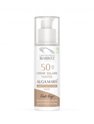 Image de Crème Solaire Visage Teintée SPF50 Bio - Beige 50 ml - Les Laboratoires de Biarritz depuis Soins solaires pour prévenir, protéger et hydrater votre peau