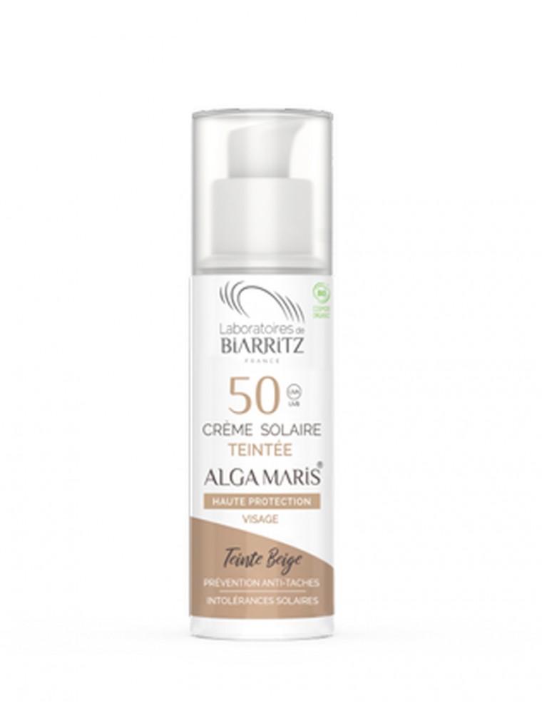 Image principale de la modale pour Crème Solaire Visage Teintée SPF50 Bio - Ivoire 50 ml - Les Laboratoires de Biarritz