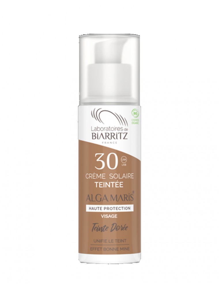 Image principale de la modale pour Crème Solaire Visage Teintée SPF30 Bio - Dorée 50 ml - Les Laboratoires de Biarritz