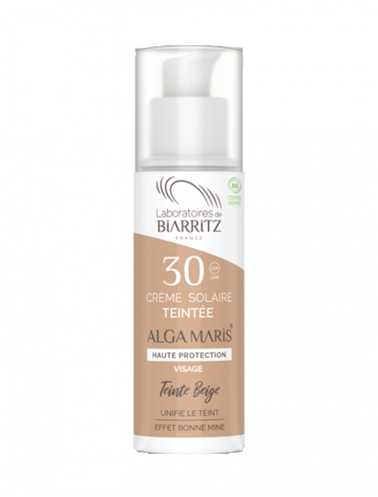 Image principale de la modale pour Crème Solaire Visage Teintée SPF30 Bio - Beige 50 ml - Les Laboratoires de Biarritz