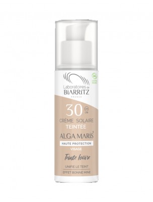 Image de Crème Solaire Visage Teintée SPF30 Bio - Ivoire 50 ml - Les Laboratoires de Biarritz depuis Soins solaires pour prévenir, protéger et hydrater votre peau