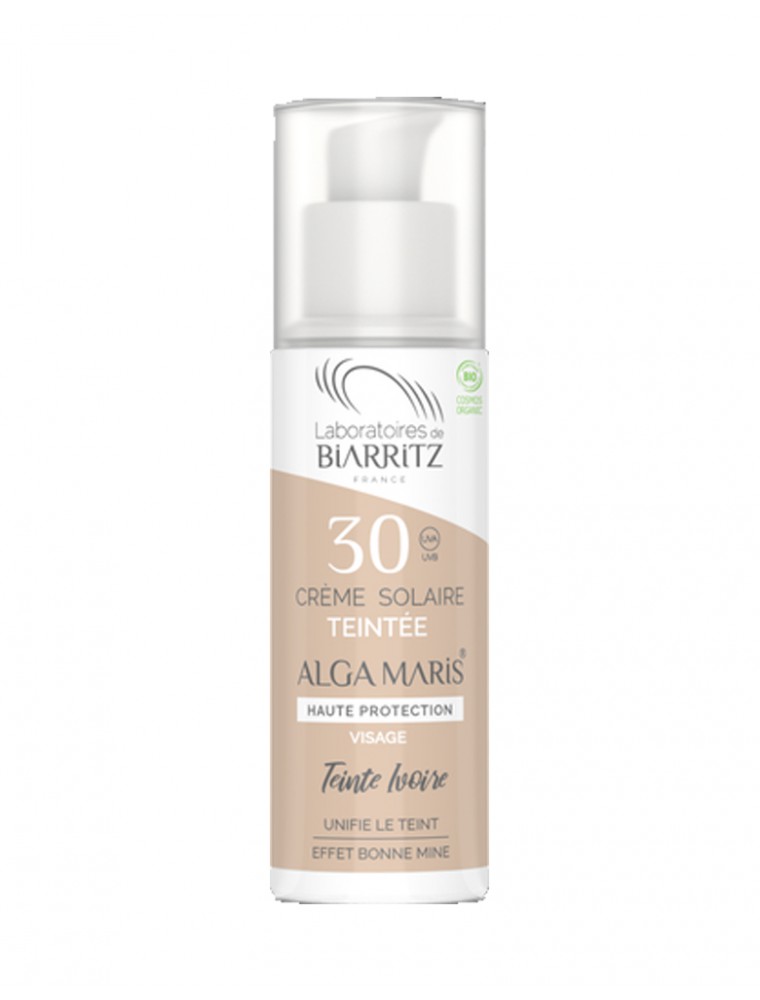 Image principale de la modale pour Crème Solaire Visage Teintée SPF30 Bio - Ivoire 50 ml - Les Laboratoires de Biarritz