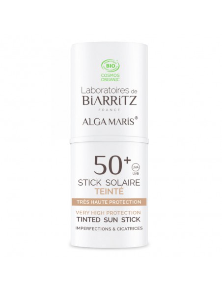 Image principale de Stick Solaire Teinté SPF50 Bio - Imperfections et Cicatrices 9g - Les Laboratoires de Biarritz