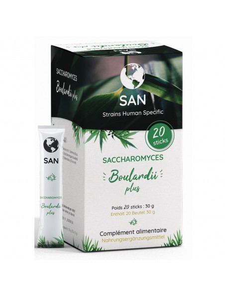 Achetez Saccharomyces Boulardii Plus - Flore intestinale 20 sachets - San à l'herboristerie Louis Image principale de Saccharomyces Boulardii Plus - Flore intestinale 20 sachets - San