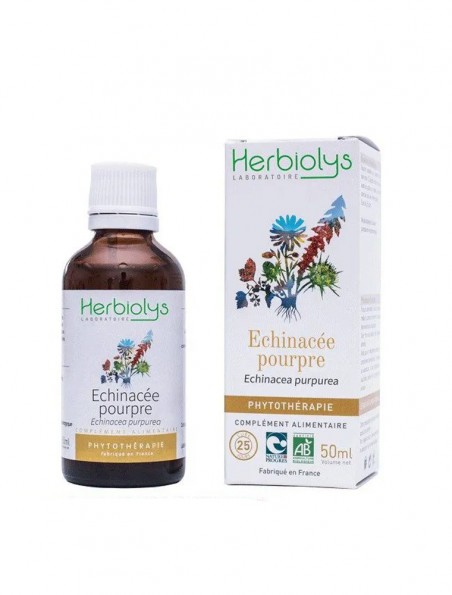 Echinacée pourpre Bio - Défenses immunitaires Teinture-mère Echinacea purpurea 50 ml - Herbiolys