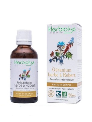 Image de Géranium Herbe à Robert Bio - Antiseptique Teinture-mère Geranium robertianum 50 ml - Herbiolys depuis Commandez les produits Herbiolys à l'herboristerie Louis