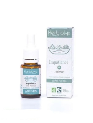 Image de Impatiens Impatience n°18 - Indulgence et Tolérance Bio aux fleurs de Bach 15 ml - Herbiolys via Bruyère Bio - Elixir Floral de Bach 15 ml - Deva