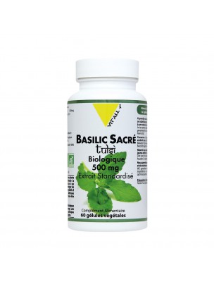 Image de Basilic sacré Tulsi 500 mg Bio - Défenses naturelles et Respiration 60 gélules végétales - Vit'all+ depuis Commandez les produits Vit'All + à l'herboristerie Louis