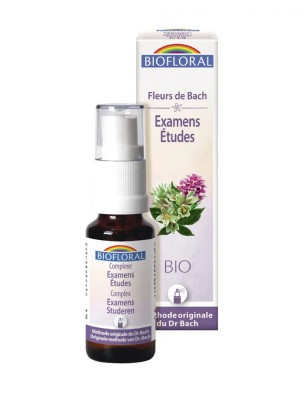 Image de Exam Etudes Bio C14 - Organic Complex Spray with Flowers of Bach 20 ml - Biofloral depuis Rescue de Bacha mixture of five solutions in case of emergency