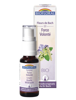 Image de Force and Will N°3 - Organic Complex Spray with Flowers of Bach 20 ml - Biofloral depuis Rescue de Bacha mixture of five solutions in case of emergency
