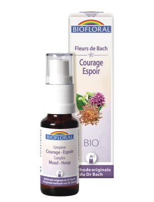 Image de Courage and Hope N°4 - Organic Complex Spray with Flowers of Bach 20 ml - Biofloral depuis Rescue de Bacha mixture of five solutions in case of emergency