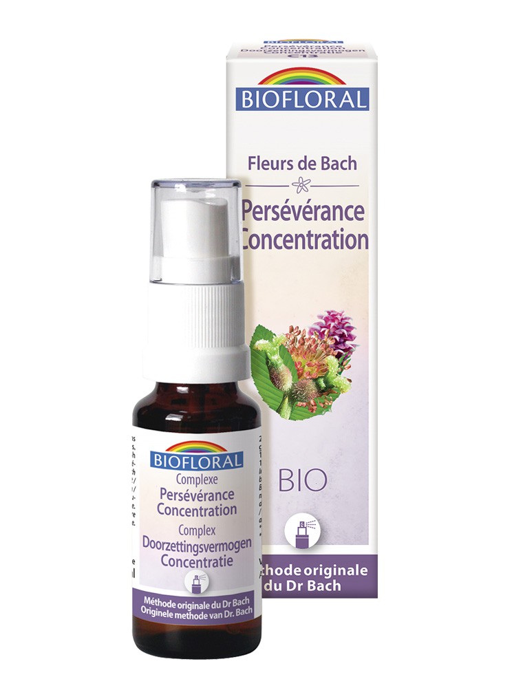 Persévérance Concentration N°13 - Spray Complexe Bio aux Fleurs de Bach 20 ml - Biofloral