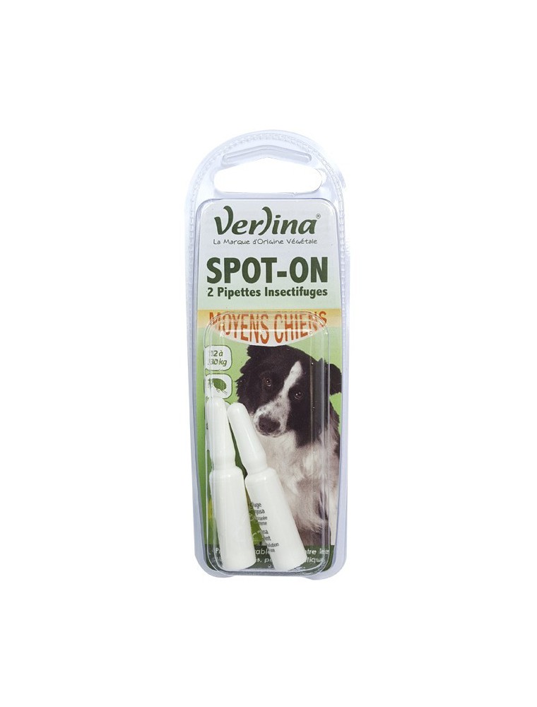 Spot-On Moyens Chiens - Insectifuge 2 pipettes - Verlina Spot-On Moyens Chiens - Insectifuge 2 pipettes - Verlina
