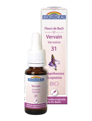 Image de Vervain n°31 - Acceptation et Compréhension Bio aux Fleurs de Bach 20 ml - Biofloral via Elixir Floral de Bach Vigne Bio 10 ml - Deva